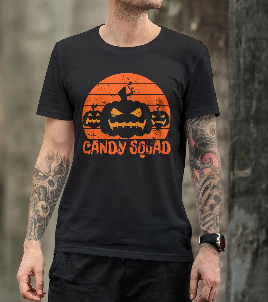Candy Squad Scary Pumpkin Trick Halloween T-Shirt