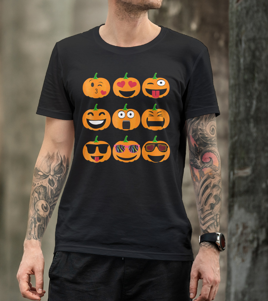 Emoji Pumpkin Jack O Lantern Expressions T-Shirt