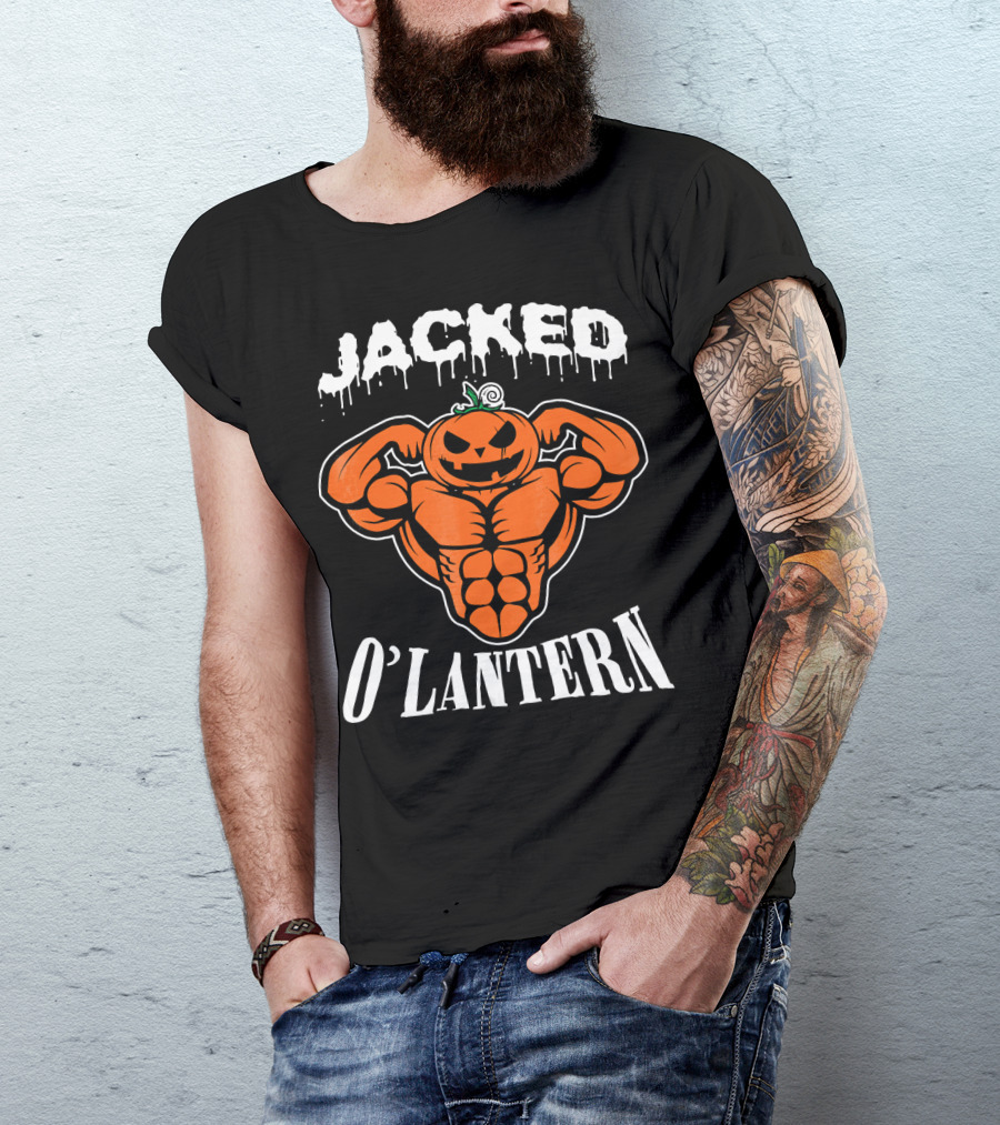 Jacked O'Lantern Cute Smile Pumpkin Strong Gymer T-Shirt