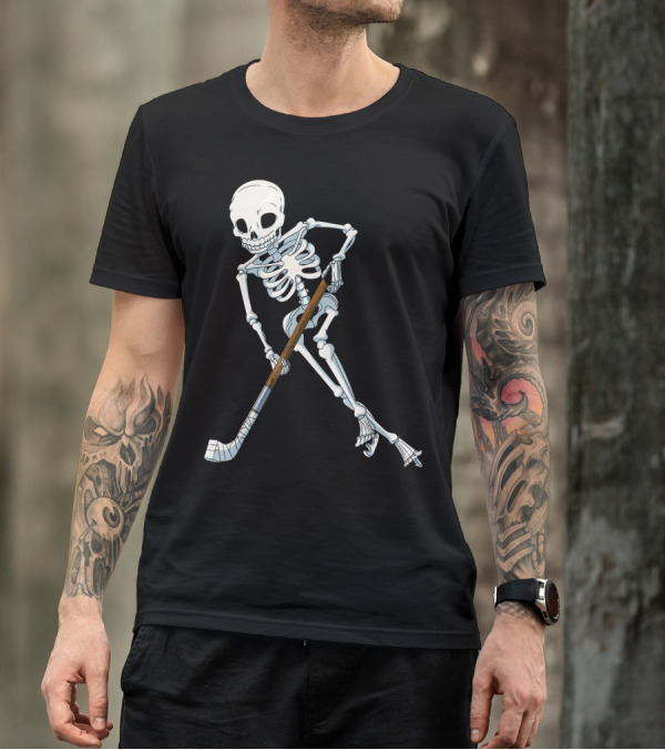 Skeleton Hockey Player Iconic Skating Pose T-Shirt