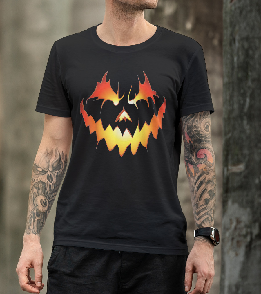Halloween With Scary Jack O Lanter Fiery Face T-Shirt