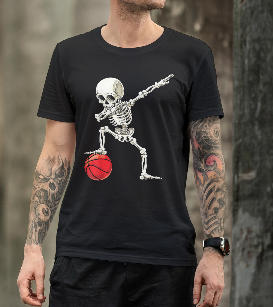 Dab Skeleton Dabbing Basketball Skeleton Pose T-Shirt