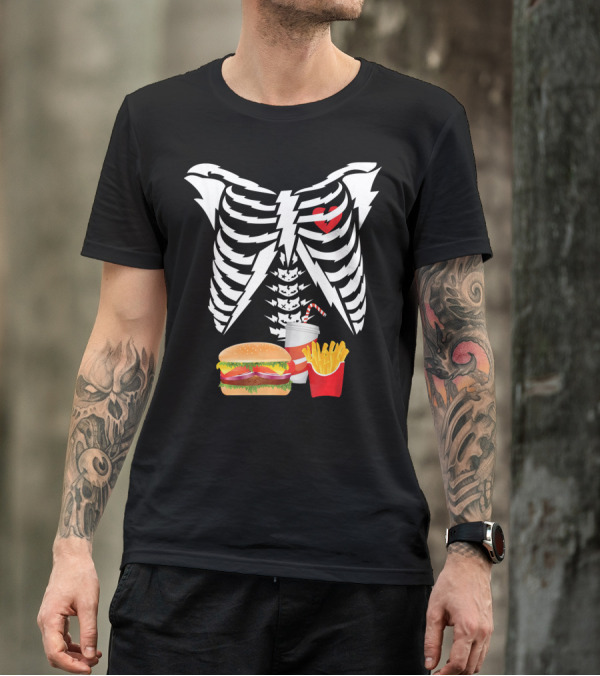 Xray Skeleton Rib Cage Burger Fries Drink Combo T-Shirt