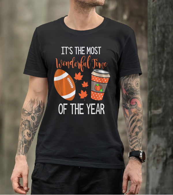 It's The Most Wonderful Time Of The Year Thanksgiving Halloween Pumpkin Football T-Shirt