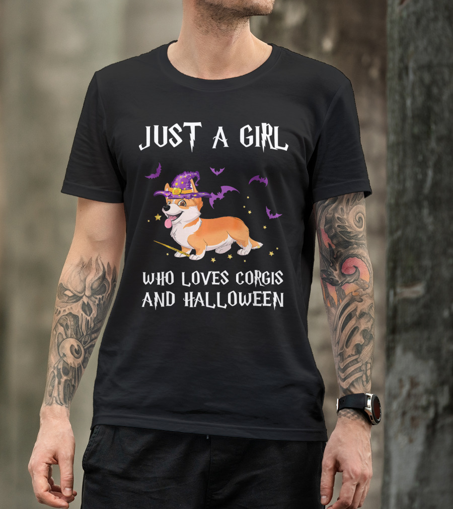 Just A Girl Who Loves Corgis And Halloween T-Shirt
