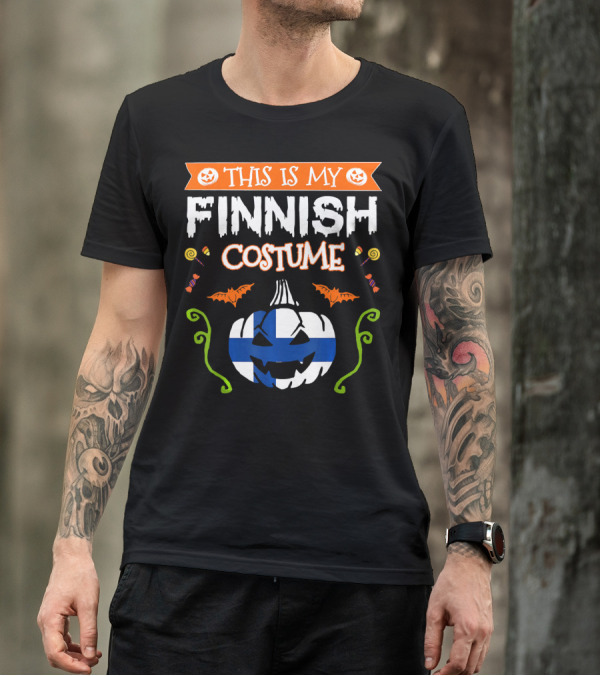 This Is My Finnish Costume Halloween Pumpkin With Finland Flag T-Shirt