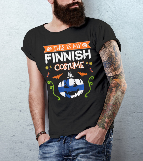 This Is My Finnish Costume Halloween Pumpkin With Finland Flag T-Shirt