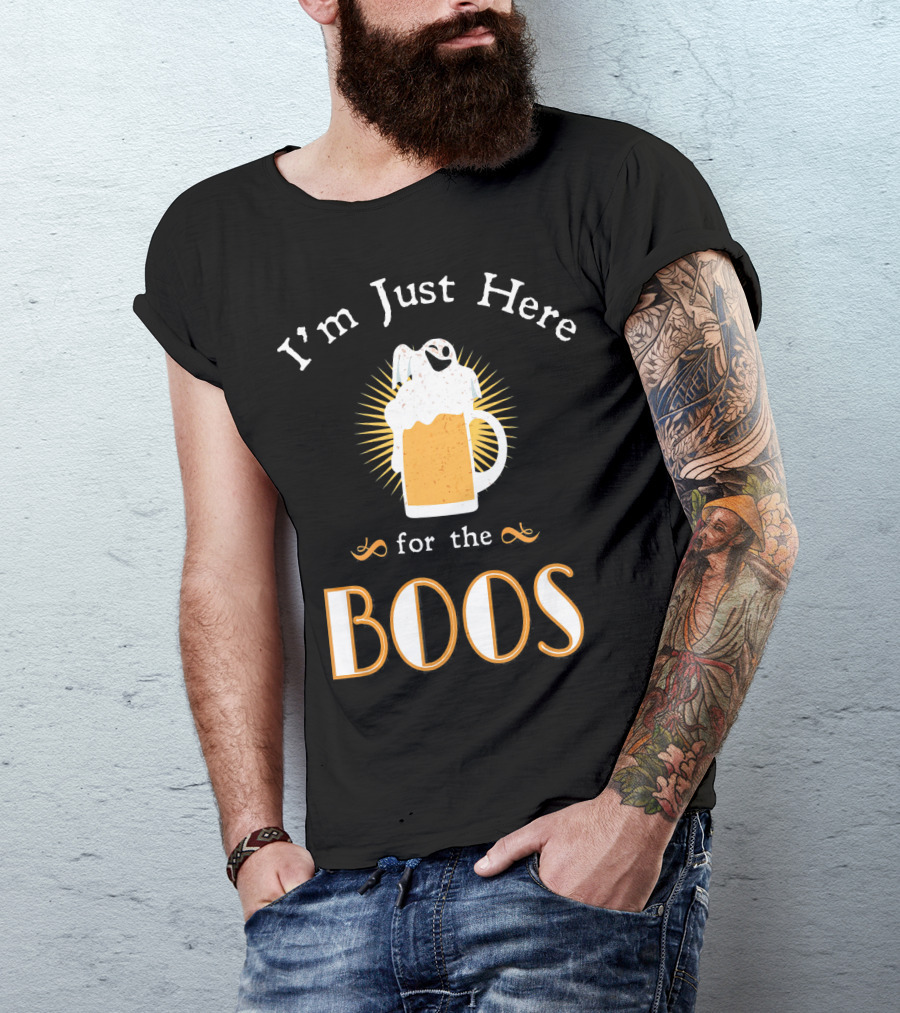 I'm Just Here For The Boos Beer Mug Ghost Halloween Fun T-Shirt