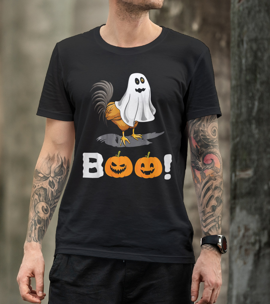 Boo Chicken Halloween Costume With Pumpkins T-Shirt