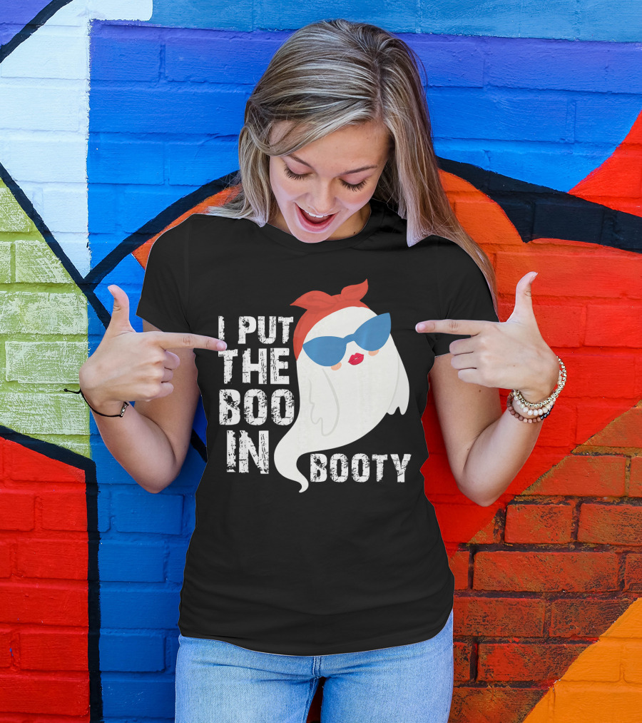 I Put The Boo In Booty Ghost With Sunglasses And Red Bandana T-Shirt