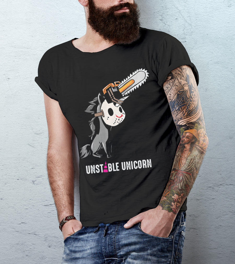 UNSTABLE UNICORN Chainsaw Halloween Masquerade T-Shirt
