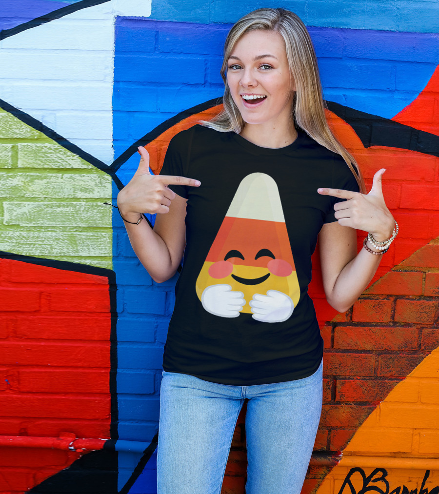Candy Corn Emoji Hugs Embrace T-Shirt