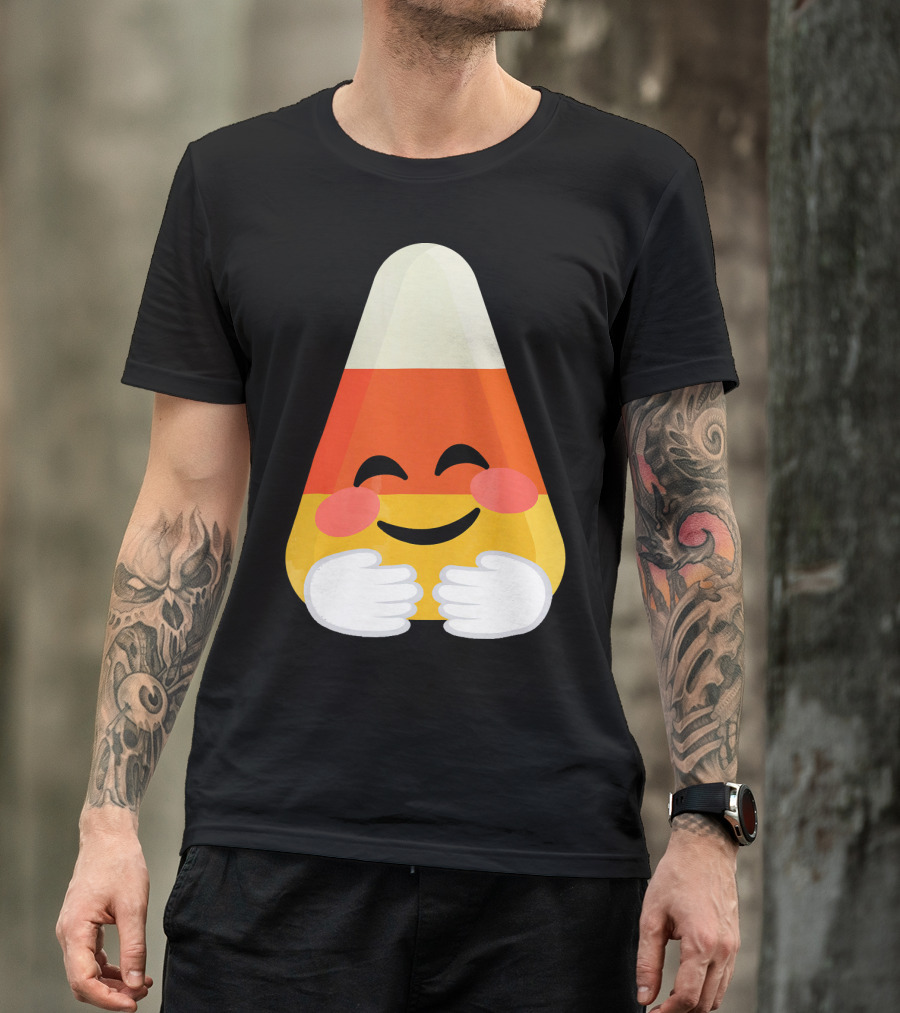 Candy Corn Emoji Hugs Embrace T-Shirt