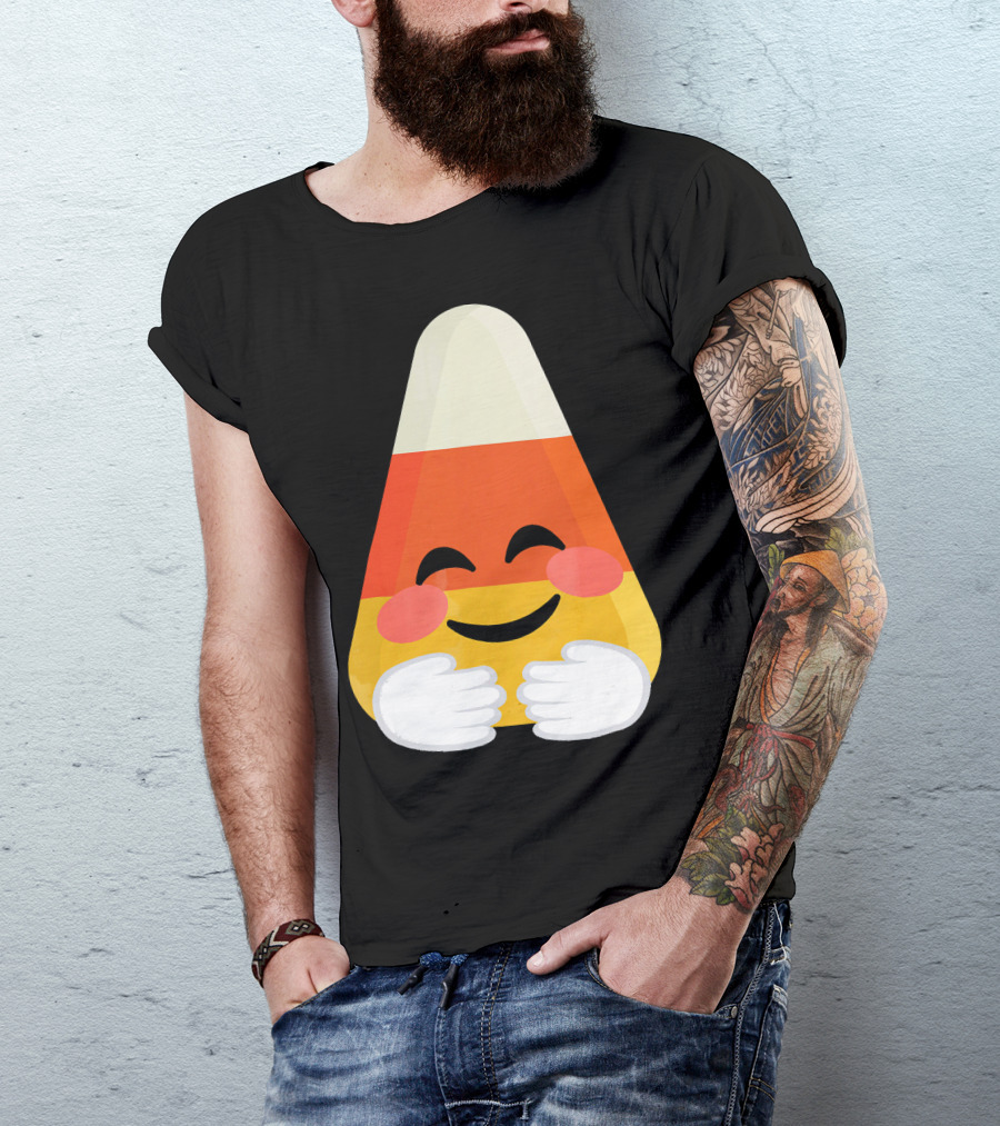 Candy Corn Emoji Hugs Embrace T-Shirt