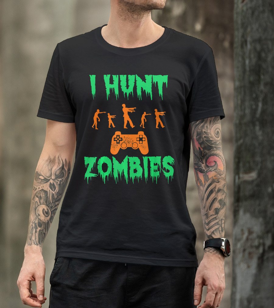 I Hunt Zombies Funny Halloween Video Gamer Costume T-Shirt