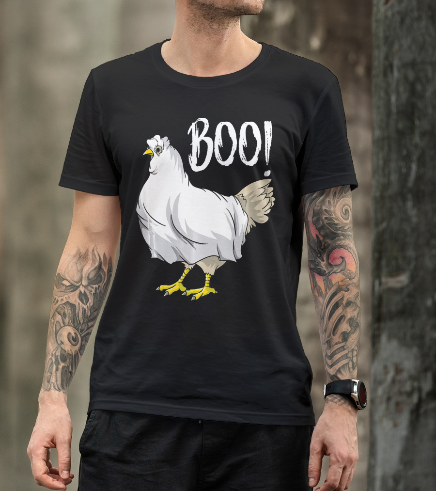 Chicken Ghost Boo Funny Farmer Halloween Chicken T-Shirt