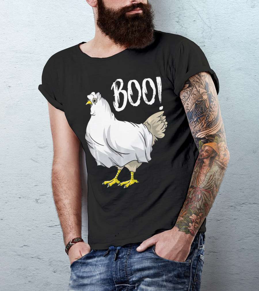 Chicken Ghost Boo Funny Farmer Halloween Chicken T-Shirt