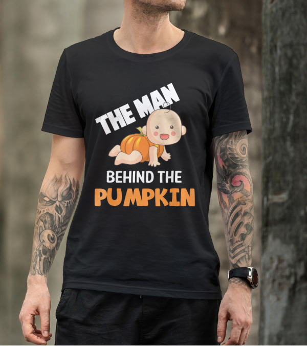 The Man Behind The Pumpkin Halloween Baby Costume Humor T-Shirt