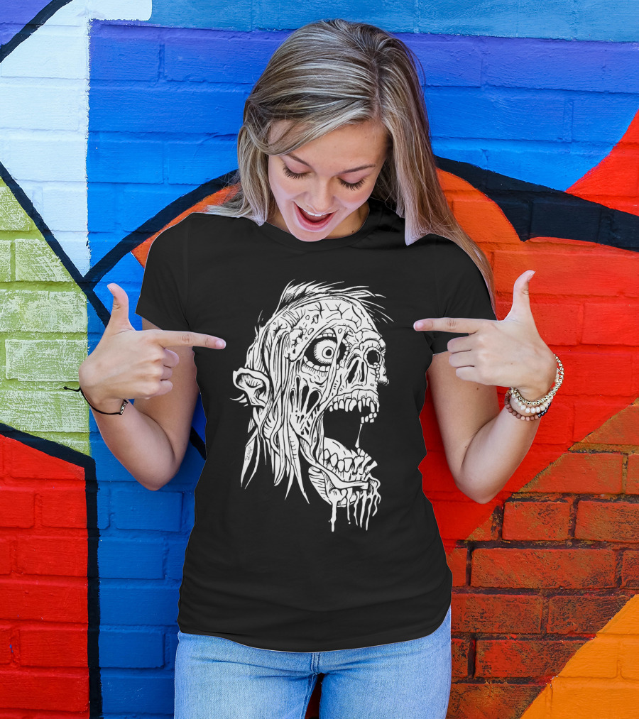 Zombie Halloween Horror Costume Top Creepy Skull T-Shirt