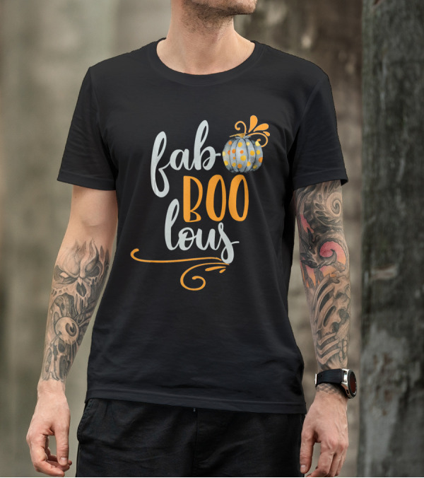 Fab BOO Lous Halloween Gray And Orange Pumpkin T-Shirt
