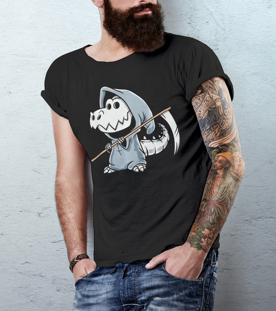 T Rex Skeleton Dino Grim Reaper Dinosaur Hoodie Scythe T-Shirt