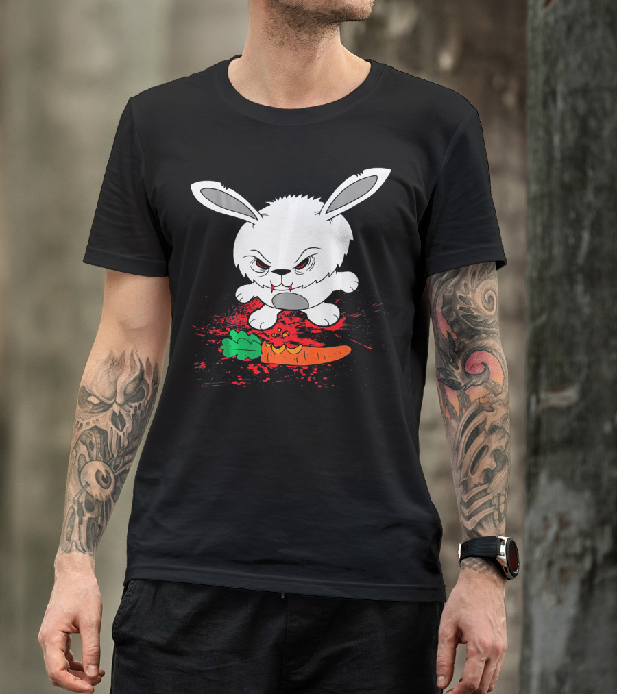 Funny Halloween Scary Zombie Rabbit Bunny With Carrot T-Shirt