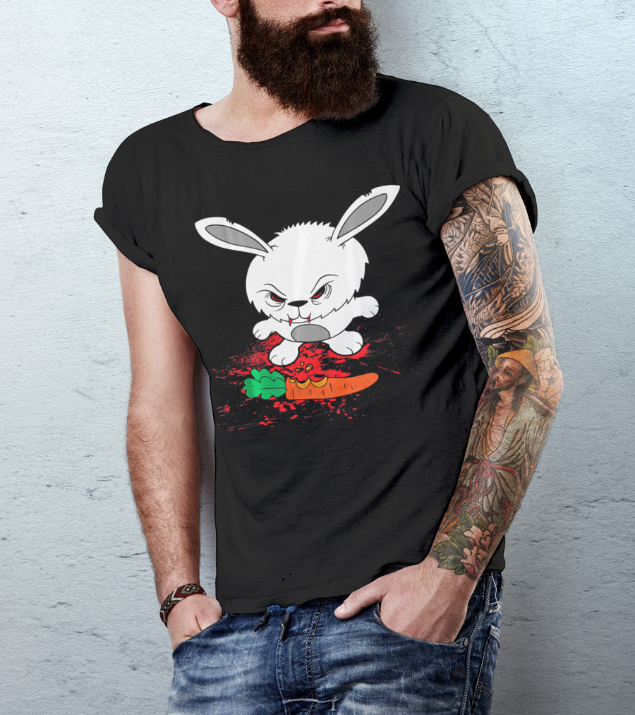Funny Halloween Scary Zombie Rabbit Bunny With Carrot T-Shirt