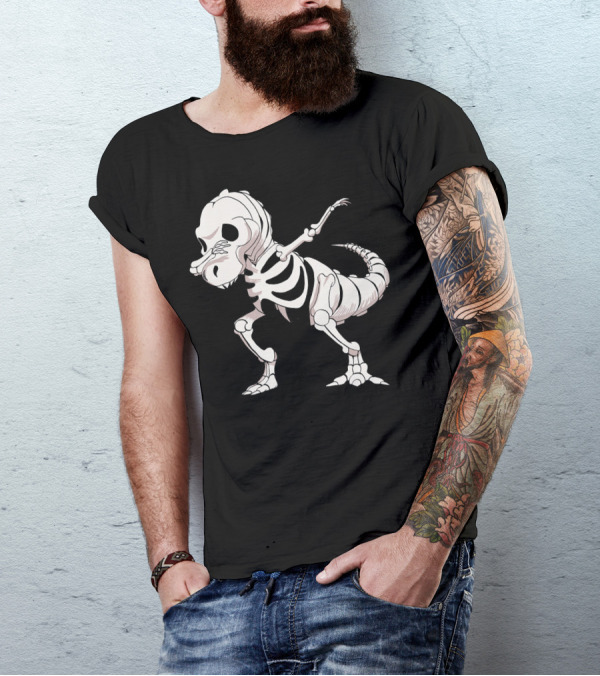 Funny Dabbing Dinosaur Skeleton T-Shirt