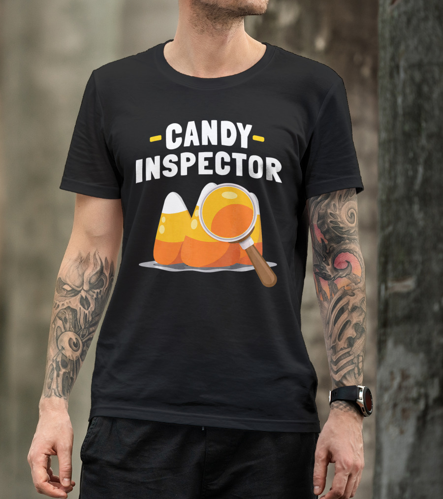 Candy Inspector Halloween Trick Or Treating Candy Corn T-Shirt