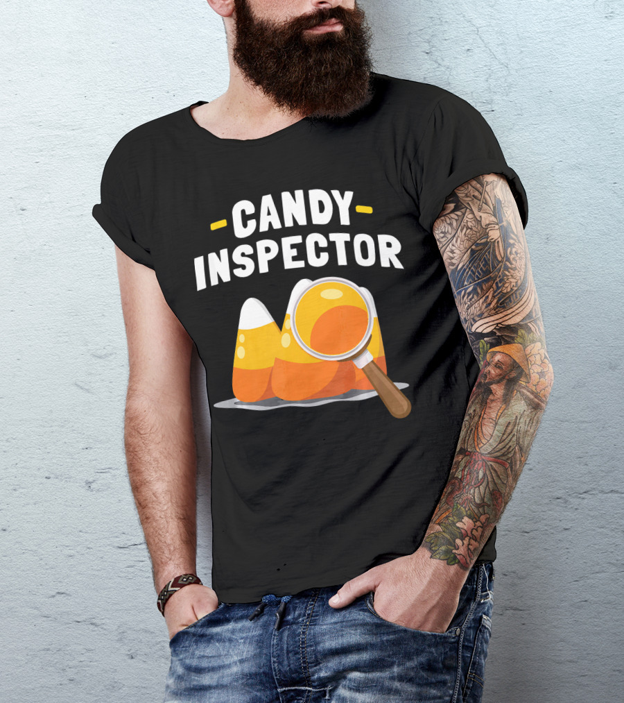 Candy Inspector Halloween Trick Or Treating Candy Corn T-Shirt