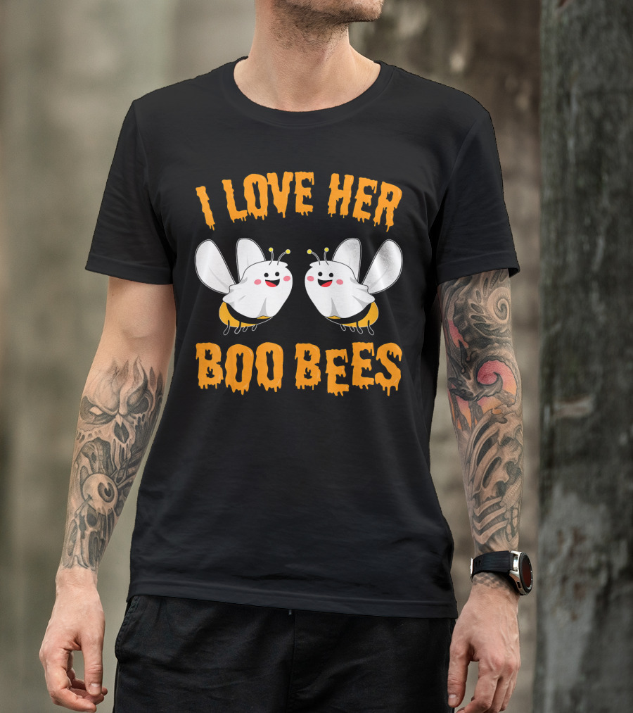 I Love Her Boo Bees Cute Ghost Bees T-Shirt