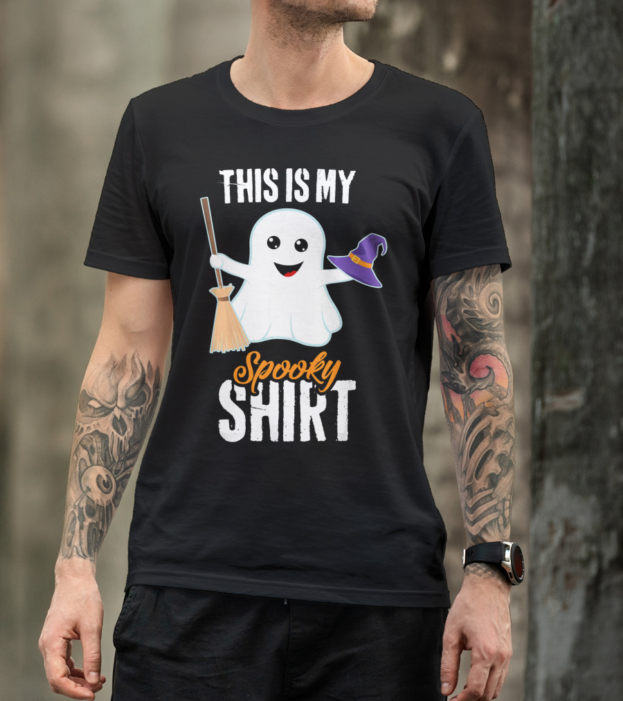 This Is My Spooky Ghost With Witch Hat And Broom T-Shirt