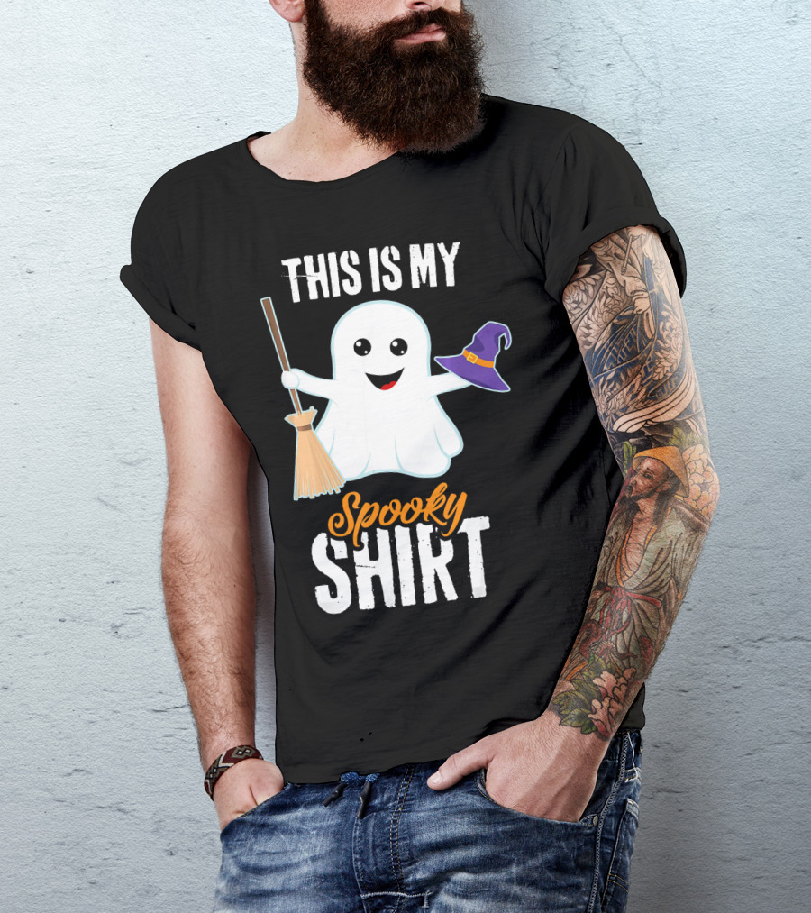 This Is My Spooky Ghost With Witch Hat And Broom T-Shirt