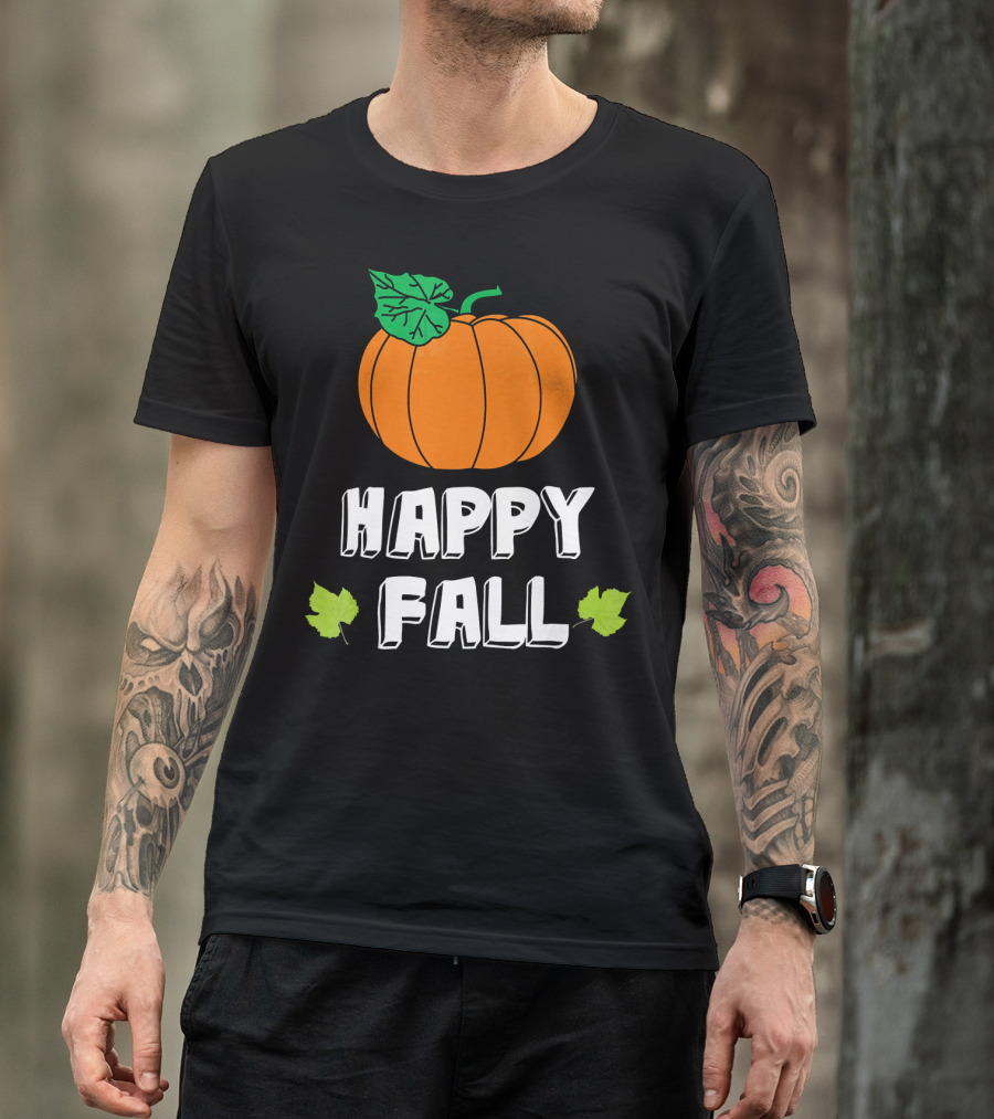 Happy Fall Pumpkin With Leaves T-Shirt