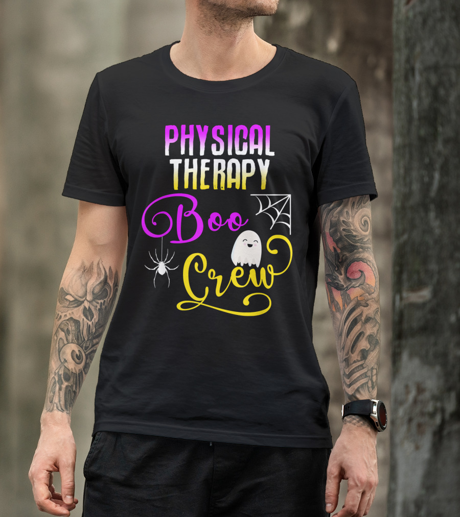 Physical Therapy Boo Crew Halloween Ghost Spider Web T-Shirt