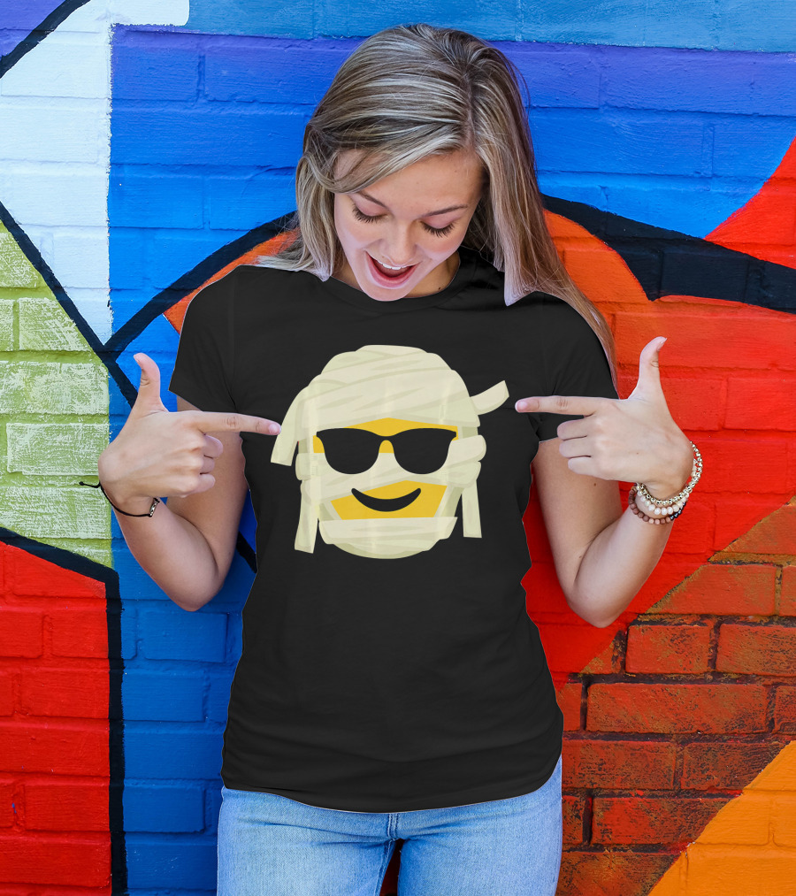 Mummy Emoji Wrapped In Bandages With Cool Shades T-Shirt