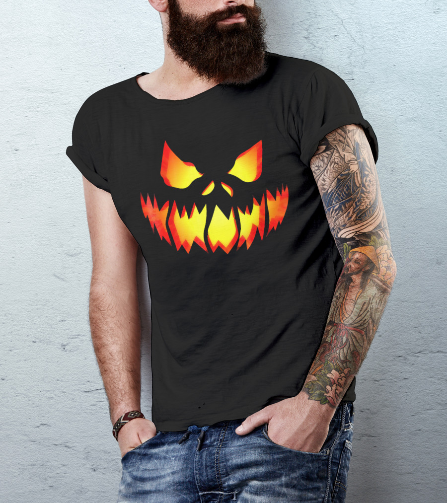 PUMPKIN FACE SCARY HALLOWEEN JACK O LANTERN T-Shirt