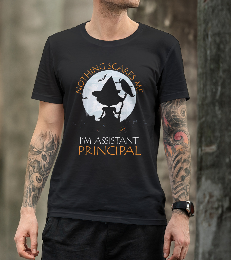 Nothing Scares Me I'm Assistant Principal Witch Moon Ravens T-Shirt