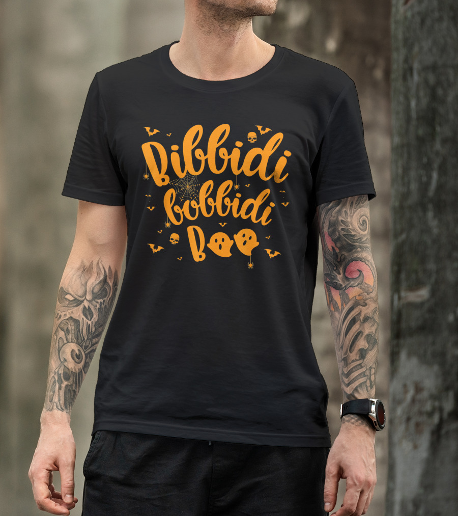 Bibbidi Bobbidi Boo Halloween Ghosts Bats Skulls Webs T-Shirt