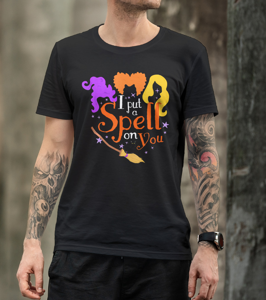 I Put A Spell On You Witch Sisters Magical Broom Hair Trio T-Shirt