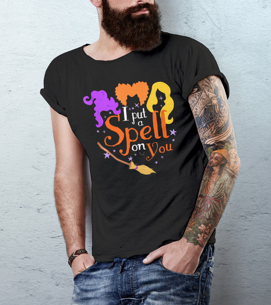 I Put A Spell On You Witch Sisters Magical Broom Hair Trio T-Shirt