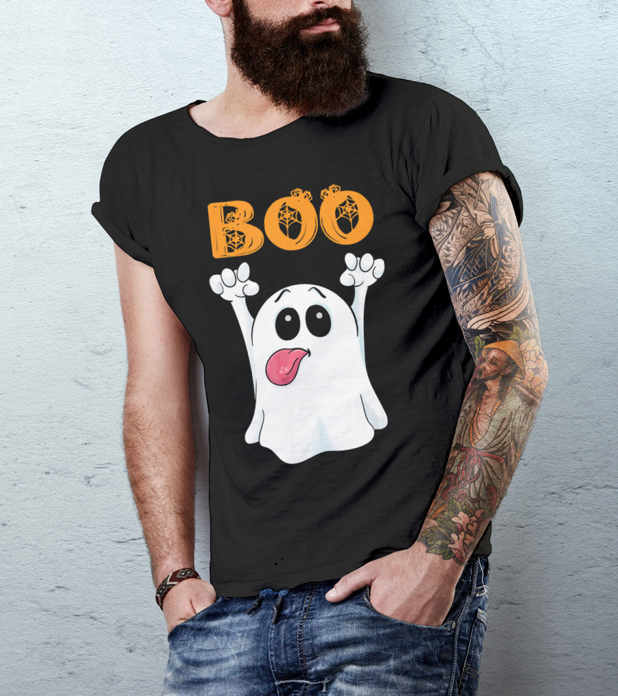 Boo Silly Ghost With Pumpkin Lettering T-Shirt