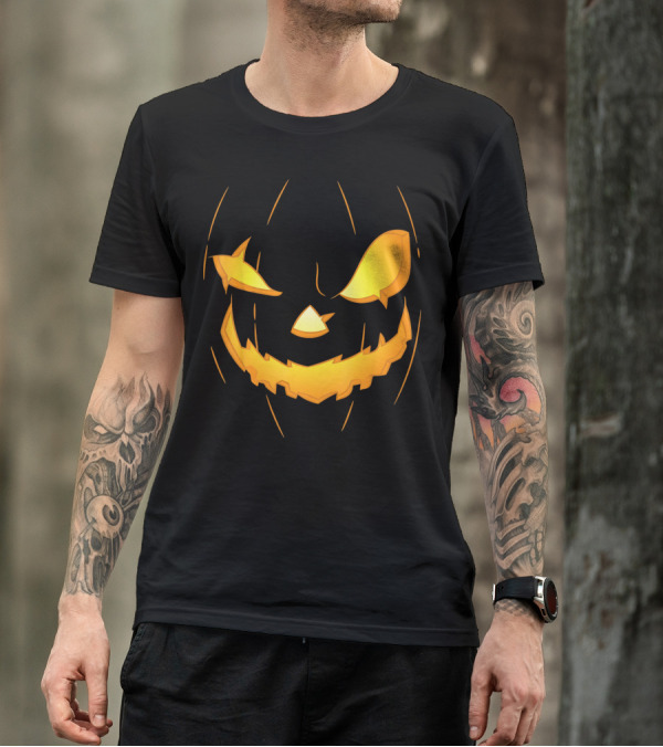 Halloween Pumpkin Jack O Lantern Face Glowing Scary Expression T-Shirt