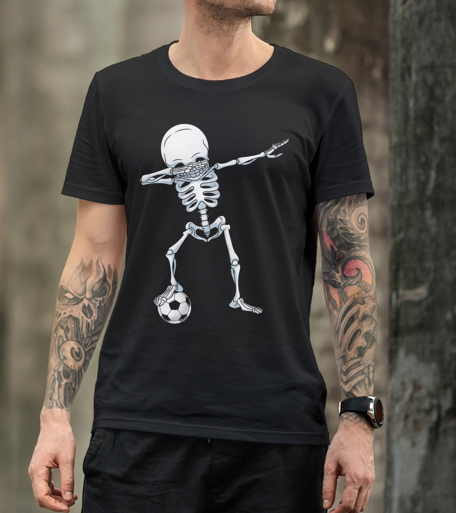 Dabbing Skeleton With Soccer Ball T-Shirt