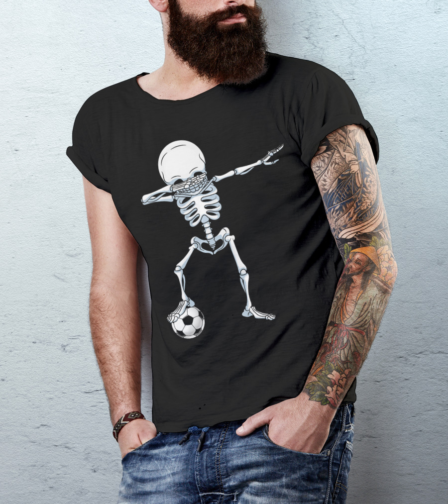 Dabbing Skeleton With Soccer Ball T-Shirt