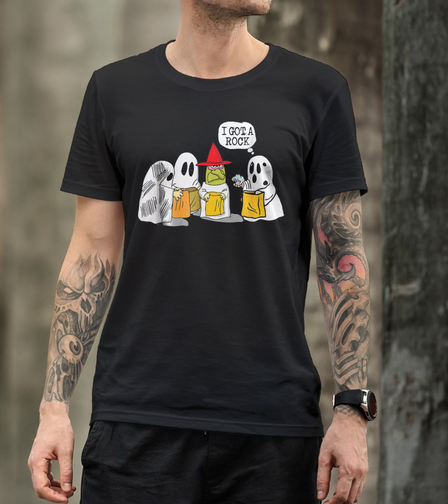 I Got A Rock Funny Trick Or Treat Ghosts And Unamused Witch Hat T-Shirt