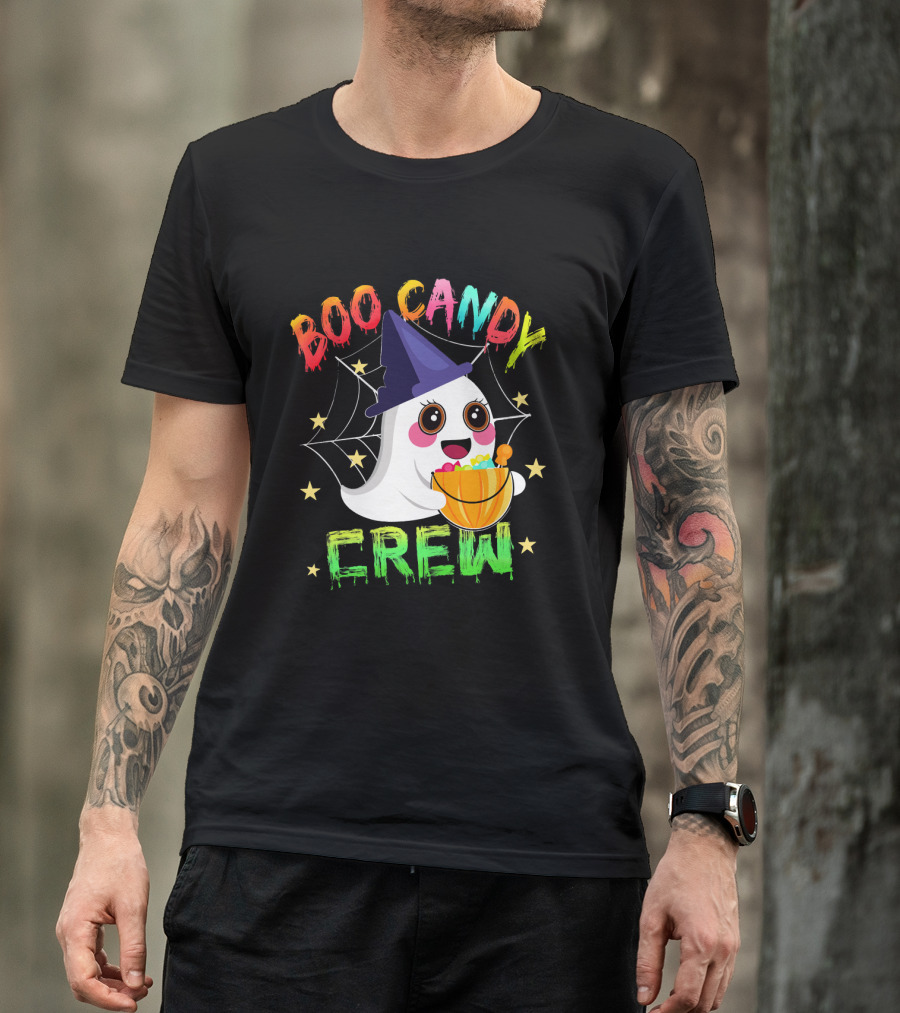 Boo Candy Crew Ghost Halloween Basket Stars Hat T-Shirt