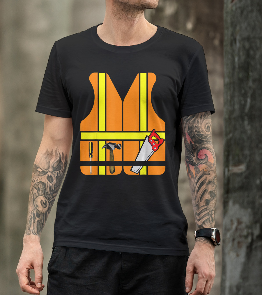 Orange Safety Vest With Tools - Construction Worker Role Play T-Shirt