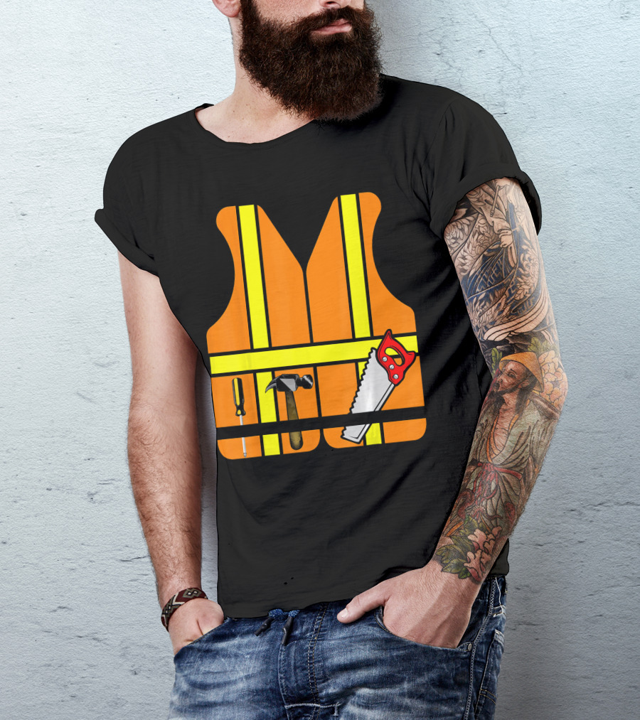 Orange Safety Vest With Tools - Construction Worker Role Play T-Shirt