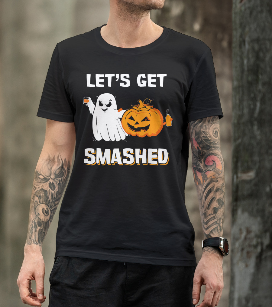 Let's Get Smashed Ghost Pumpkin Drinking T-Shirt